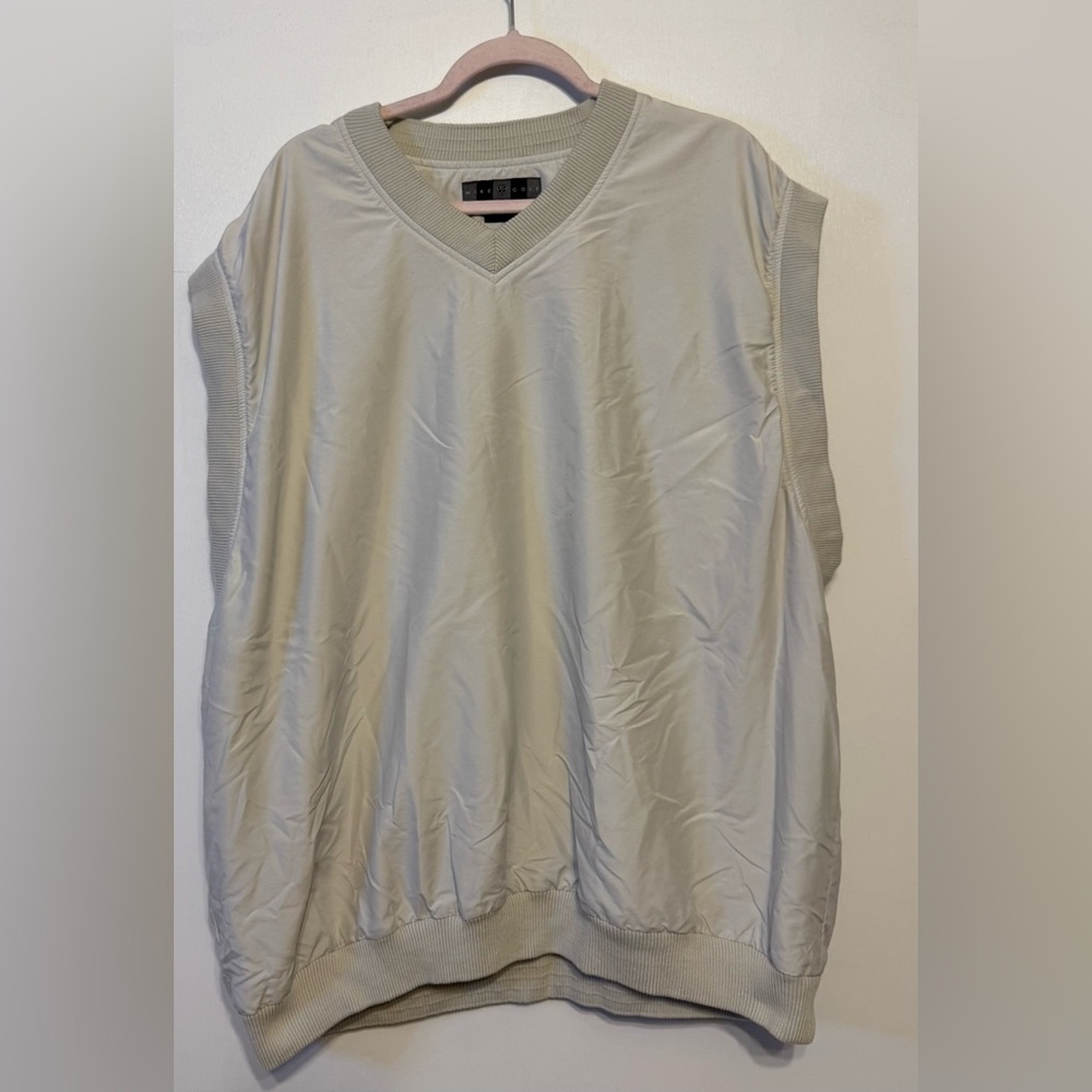 Vintage Nike Golf Vest Men's XXL Beige Sleeveless Windbreaker 90s